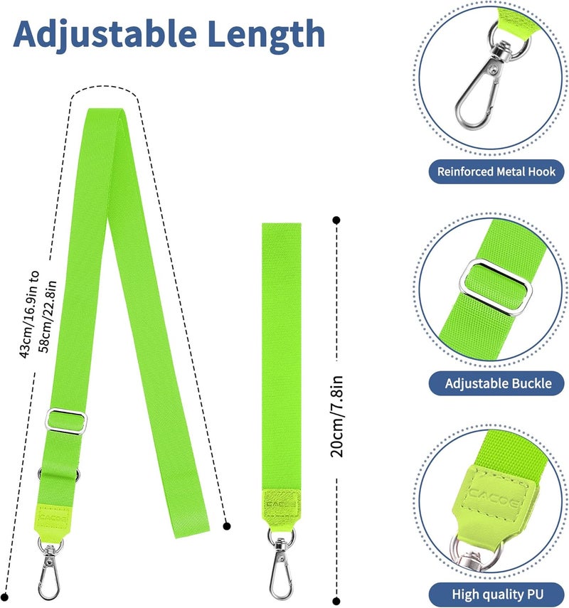 CACOE Phone Lanyard 2 Pcs-1 Pcs Adjustable Neck Strap,1 Pcs Wrist Strap,4 Pads,Universal Crossbody Multifuctional Cell Phone Lanyards Compatible with Most Smartphones(Green) - Image 4
